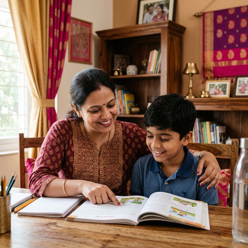 Personal home tutorial session with Indian teacher