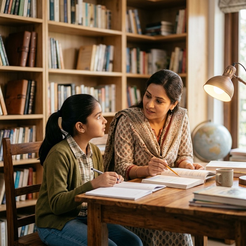 Single student receiving focused attention in a cozy room