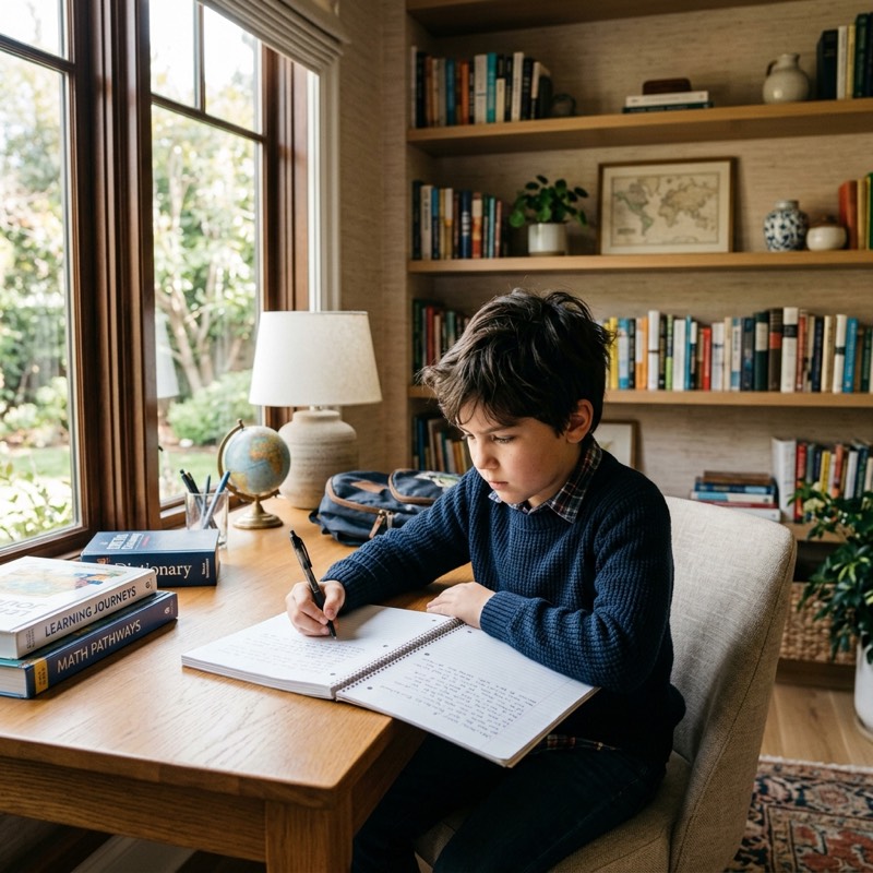 Individual learning session in a personal study area